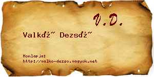 Valkó Dezső névjegykártya